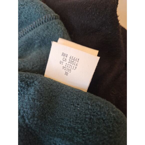 Vtg The North Face Beanie Hat USA Made Black Green Fleece Winter Cap 90s Cuff - Picture 9 of 10